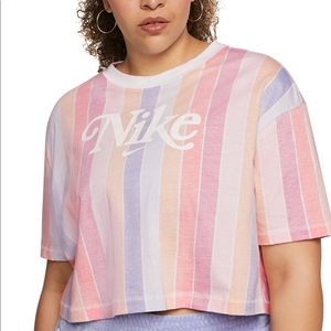 Nike Plus Size Cotton Striped Cropped Tee